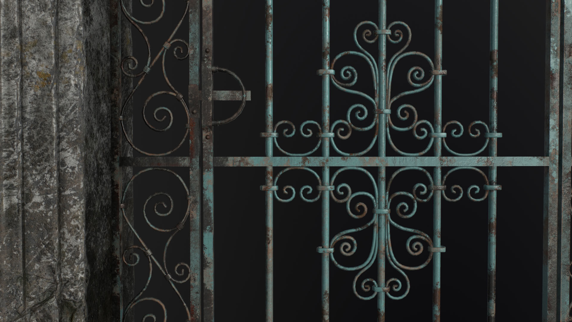 Old Forged gate  Low-poly 3D model_16