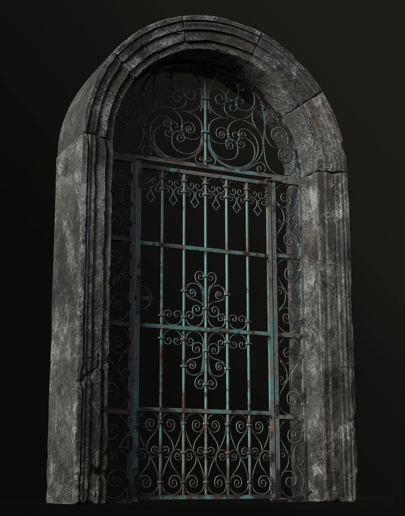 Old Forged gate  Low-poly 3D model_1