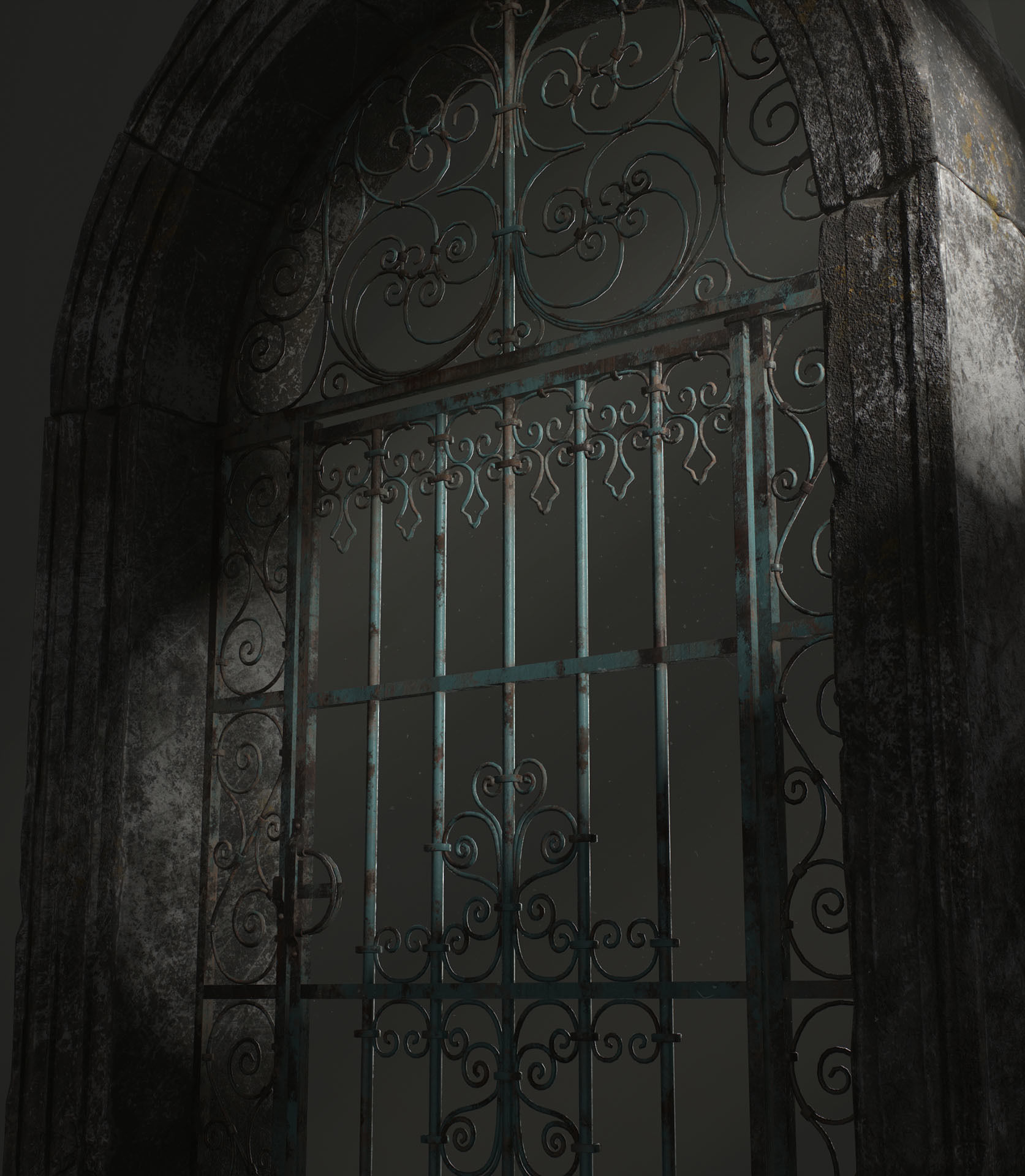 Old Forged gate  Low-poly 3D model_18