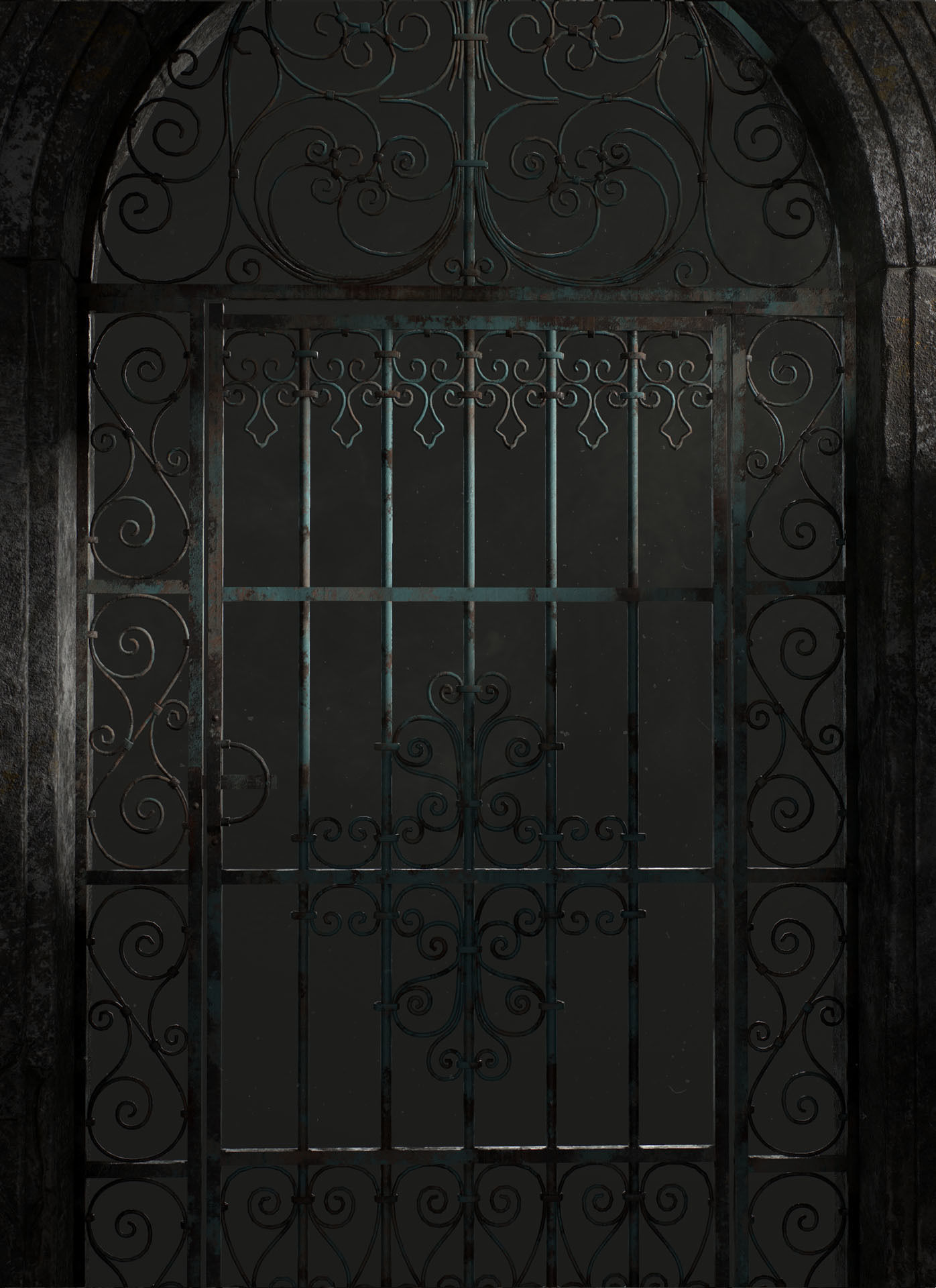 Old Forged gate  Low-poly 3D model_7