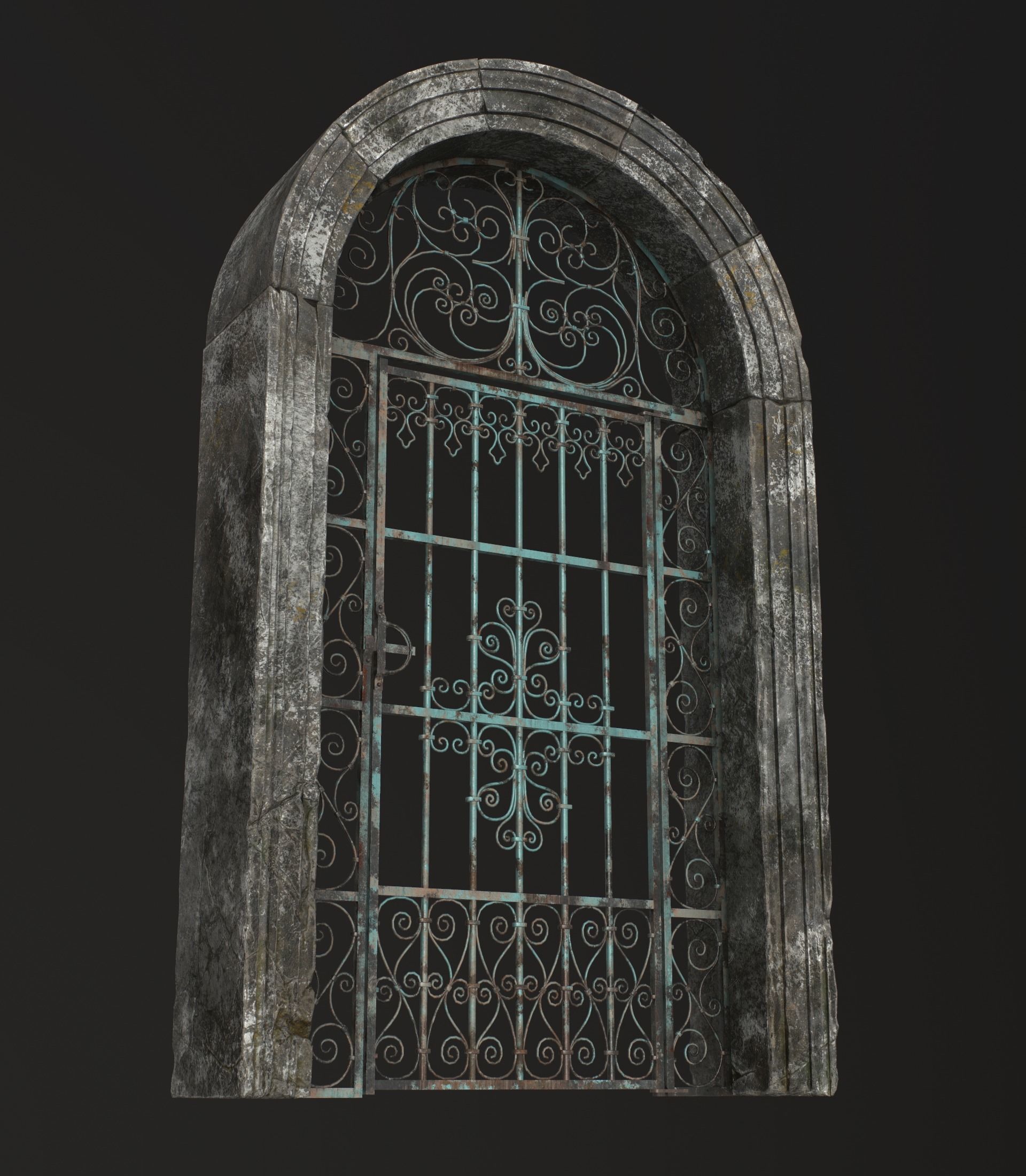 Old Forged gate  Low-poly 3D model_4