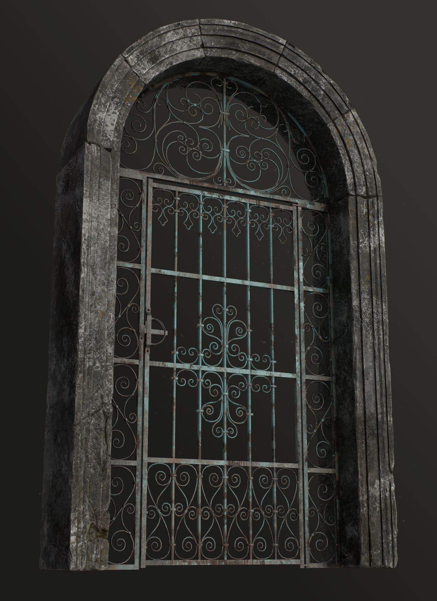 Old Forged gate  Low-poly 3D model_6