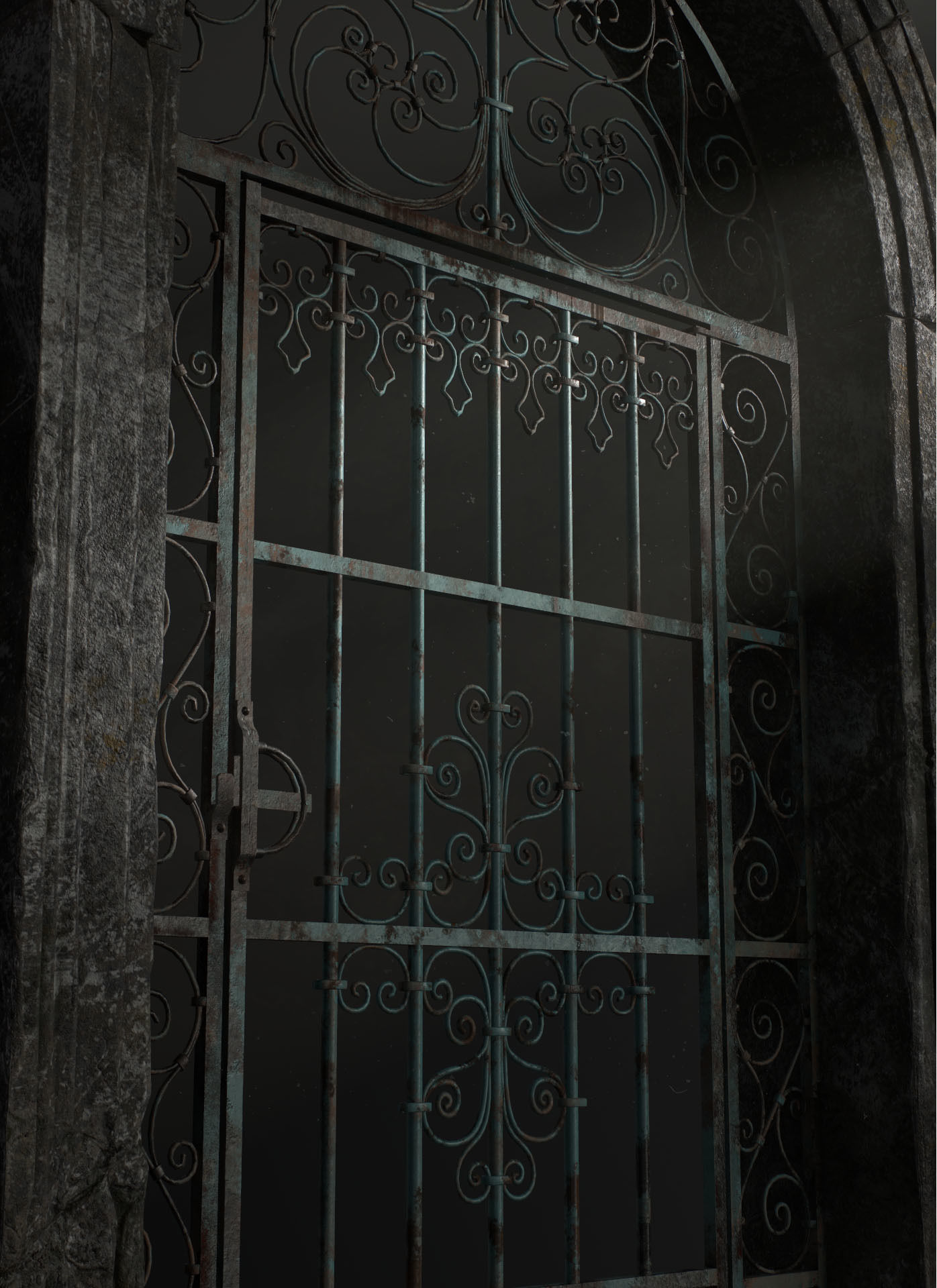 Old Forged gate  Low-poly 3D model_11