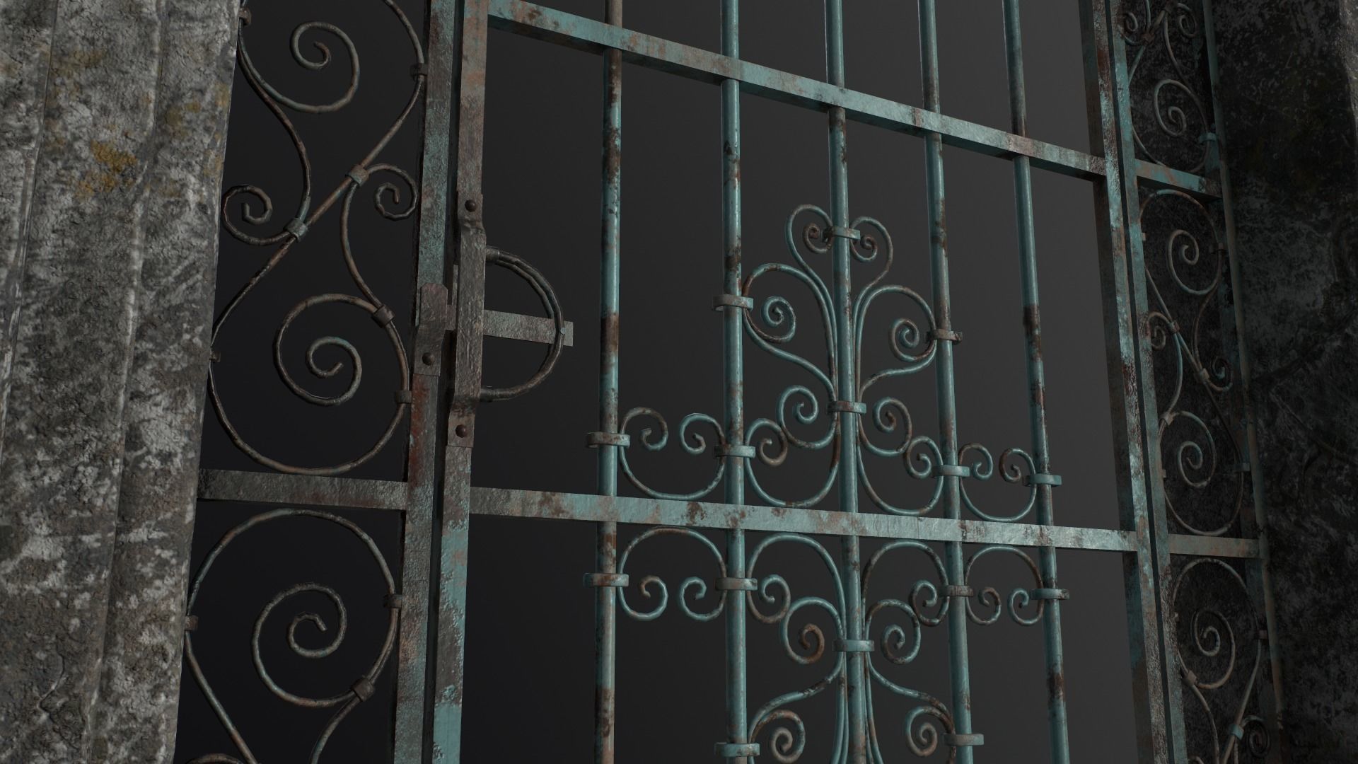 Old Forged gate  Low-poly 3D model_24