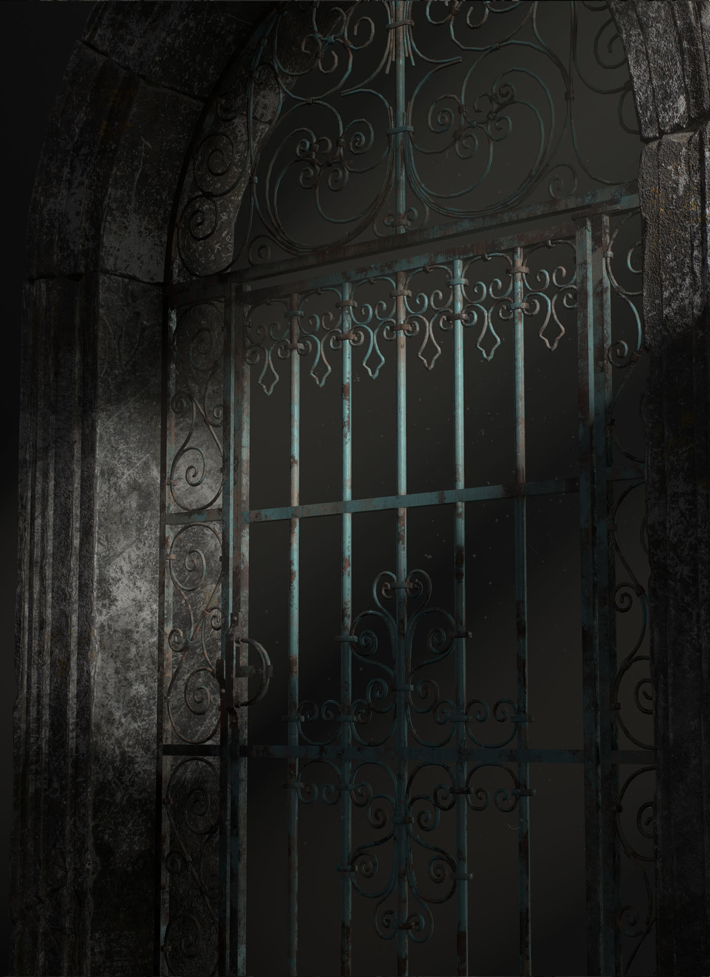 Old Forged gate  Low-poly 3D model_8