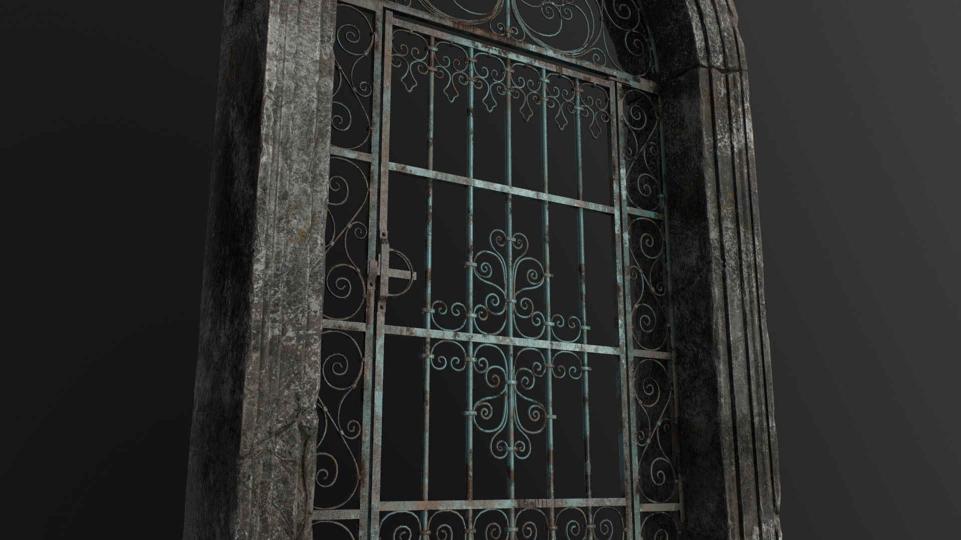 Old Forged gate  Low-poly 3D model_15