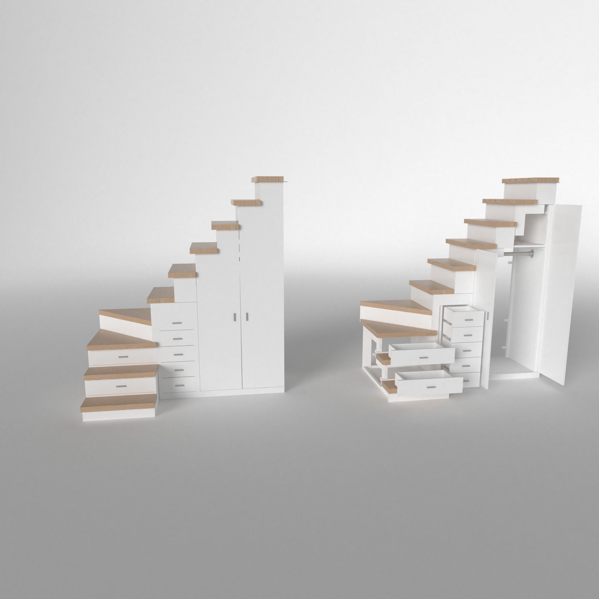 mueble con escalera 3D model_1