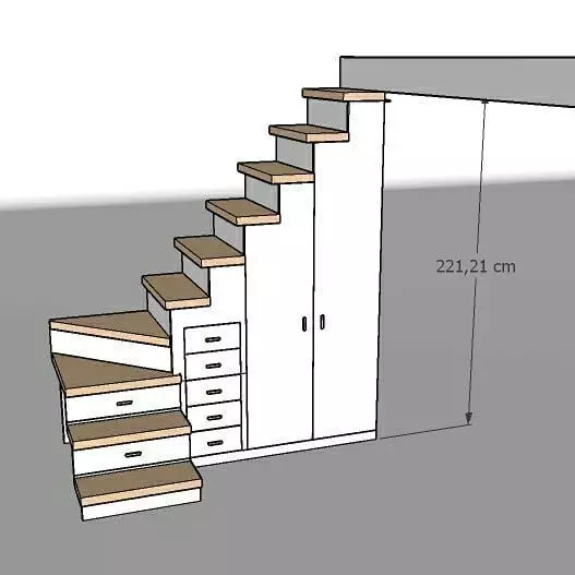mueble con escalera 3D model_0