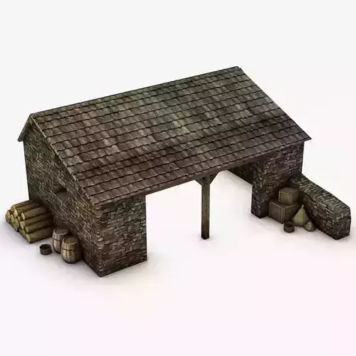 Farm stable with props 3D model