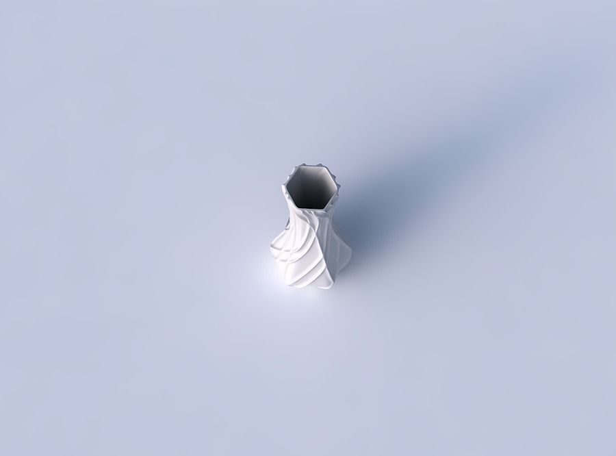 Vase larger opening hexagon with wavy sparse extruded lines 3D print model_2