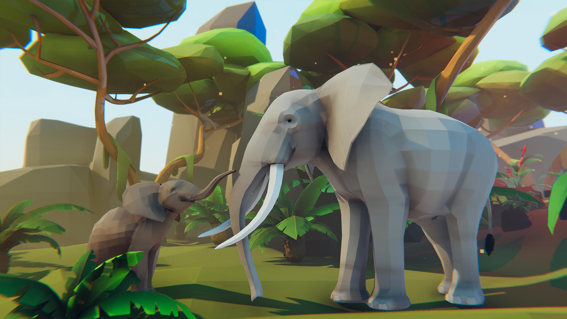 African Elephants Low-poly 3D model_14