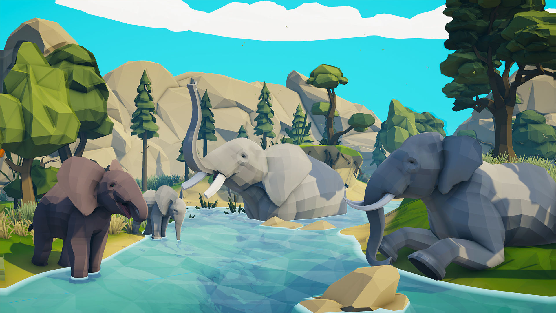 African Elephants Low-poly 3D model_13