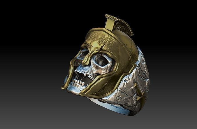 skull spartan ring 3d model 3D print model 3D print model