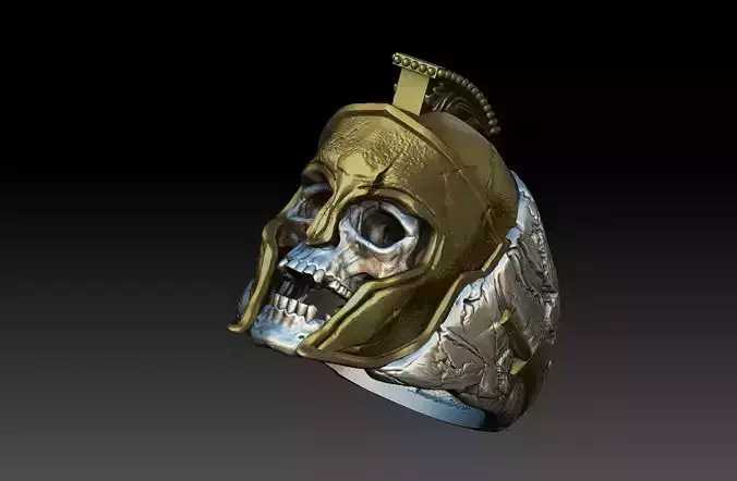 skull spartan ring 3d model 3D print model 3D print model