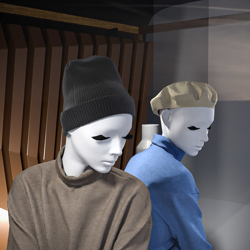 Shop front with female mannequin 001 3D model_3