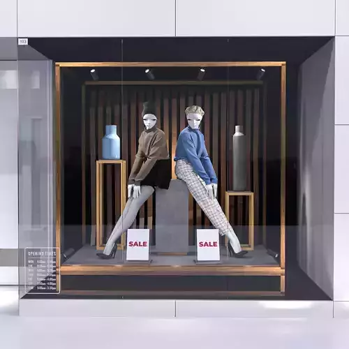 Shop front with female mannequin 001 3D model Shop front with female mannequin 001 3D model