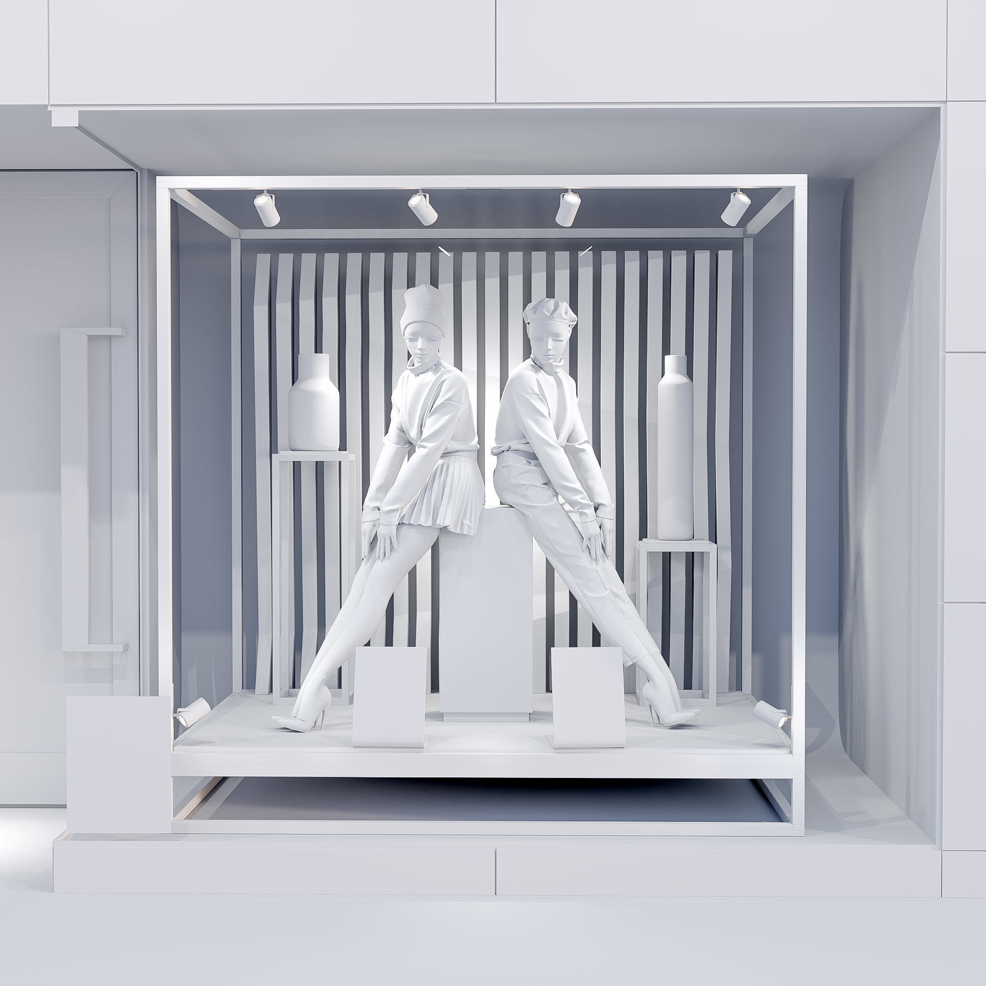 Shop front with female mannequin 001 3D model_5