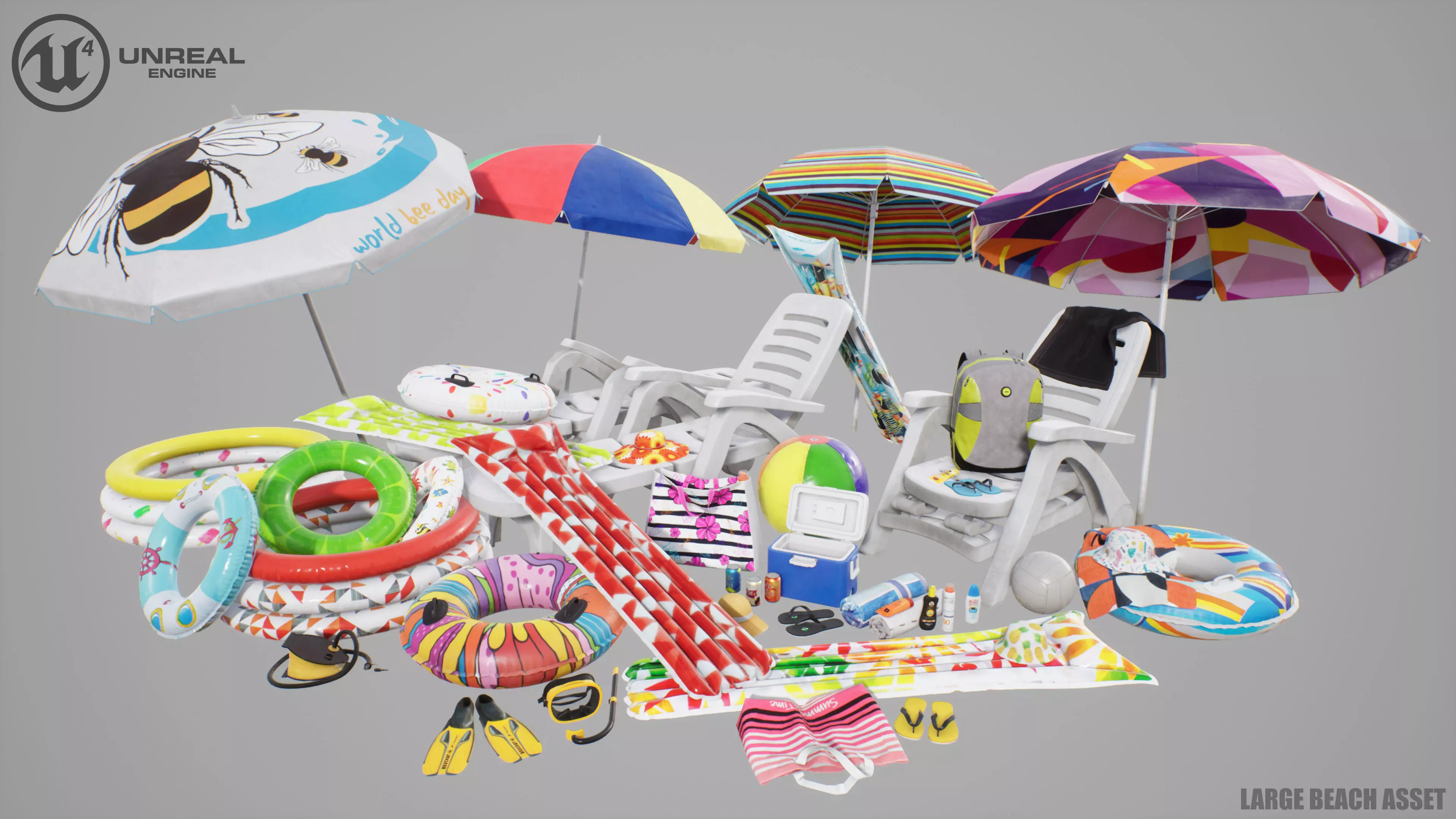 Beach Asset Low-poly 3D model_0