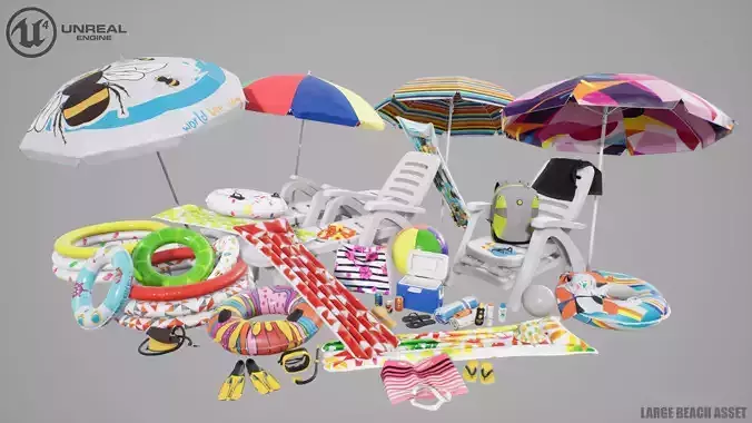 Beach Asset Low-poly 3D model