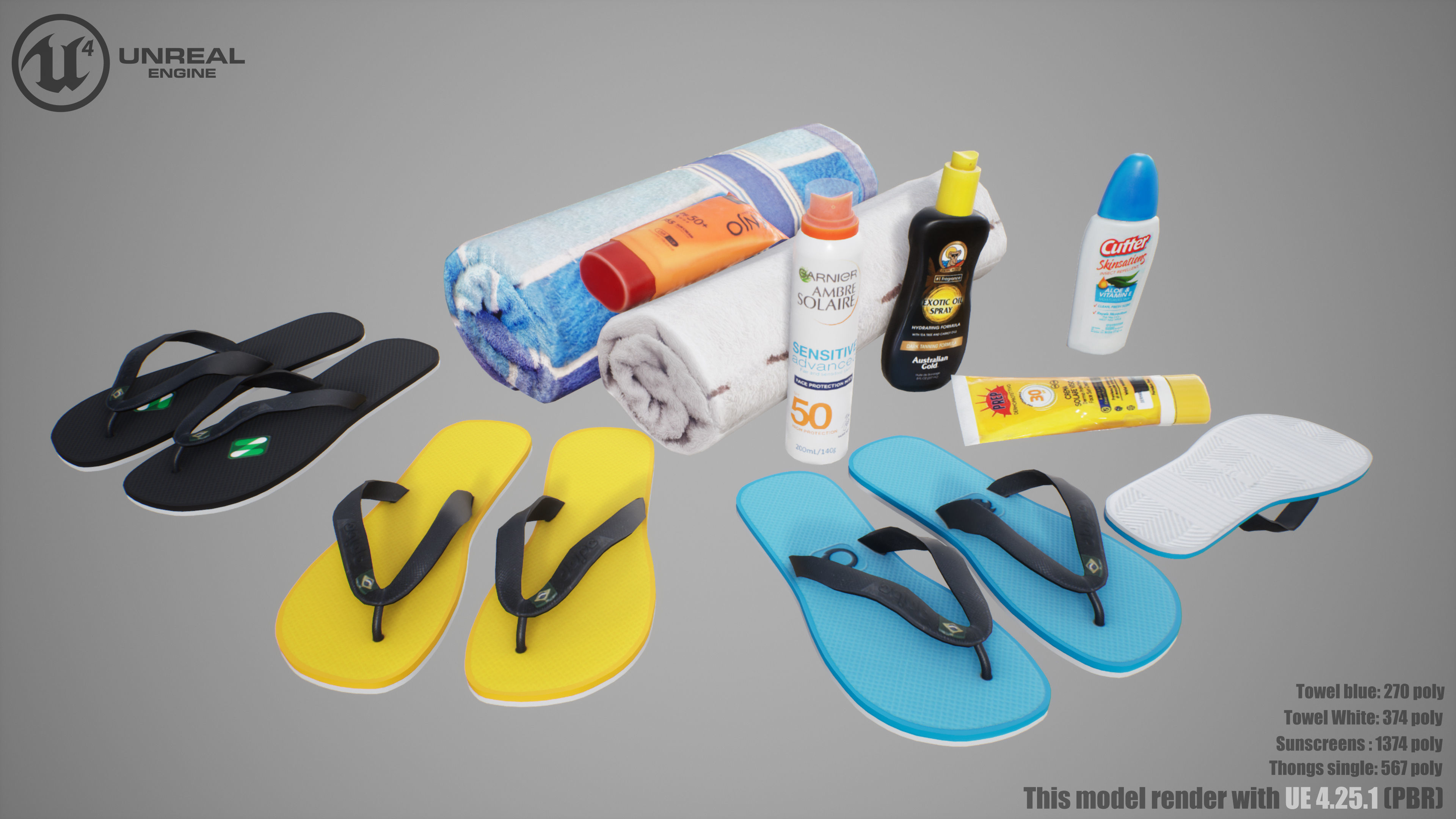 Beach Asset Low-poly 3D model_1