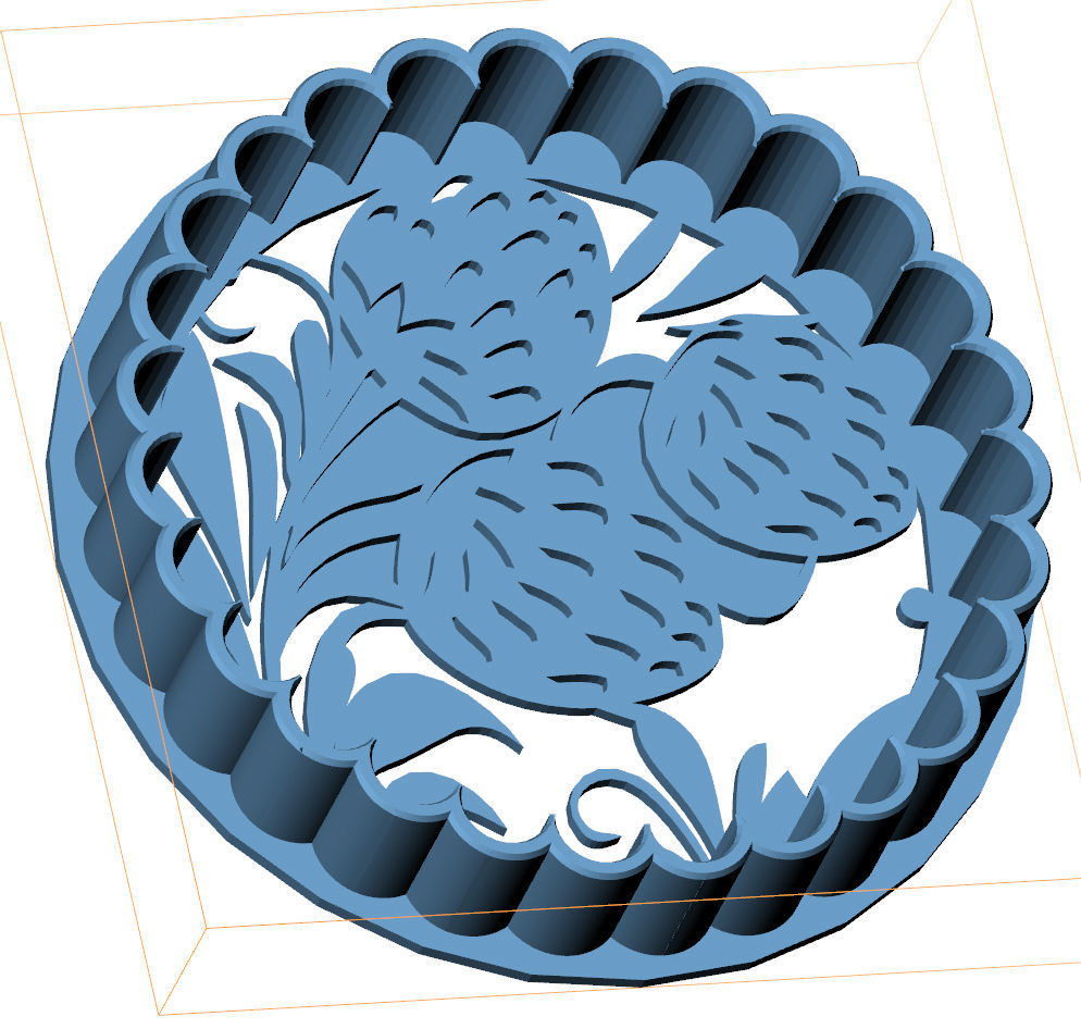 Strawberry Rolling Pin with Cutting Form and Box 3D print model_7