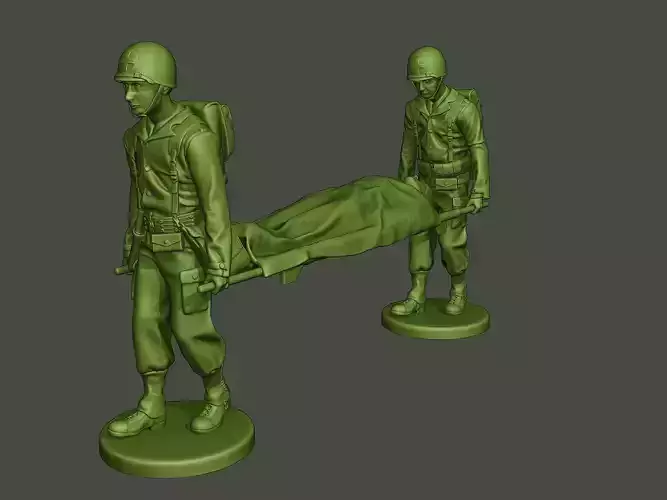 American soldiers ww2 carring stretcher A8 3D print model