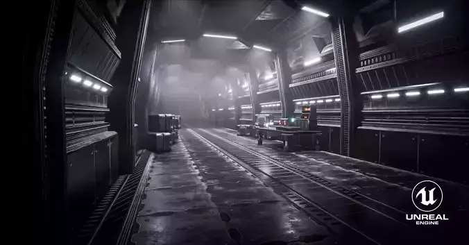 Cyberpunk Sci-fi Modular Corridor Scene