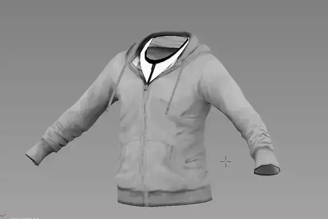Realistic pbr Grey Hoodie Jacket With White t shirt 