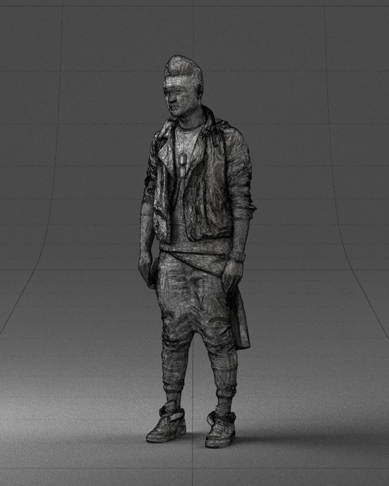 Stylish Asian man in black 0205 3D Print Ready 3D print model_34