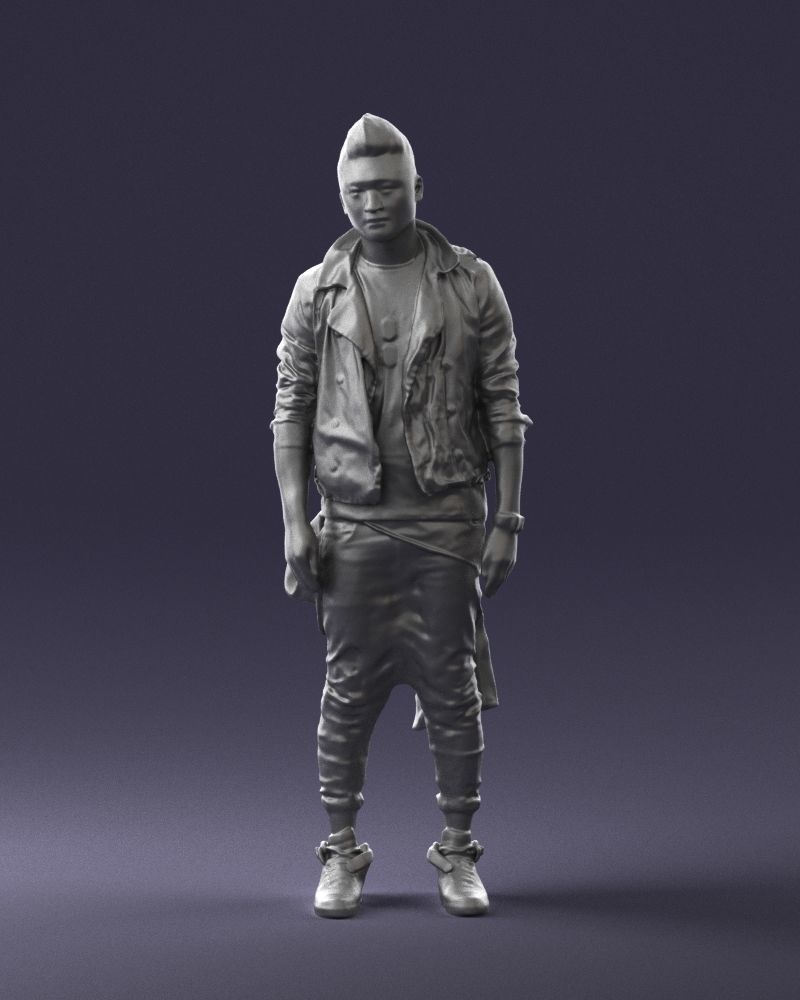 Stylish Asian man in black 0205 3D Print Ready 3D print model_1