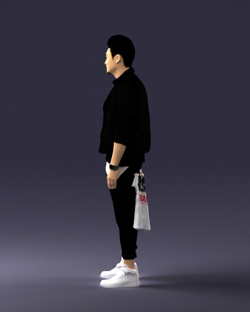 Stylish Asian man in black 0205 3D Print Ready 3D print model_24