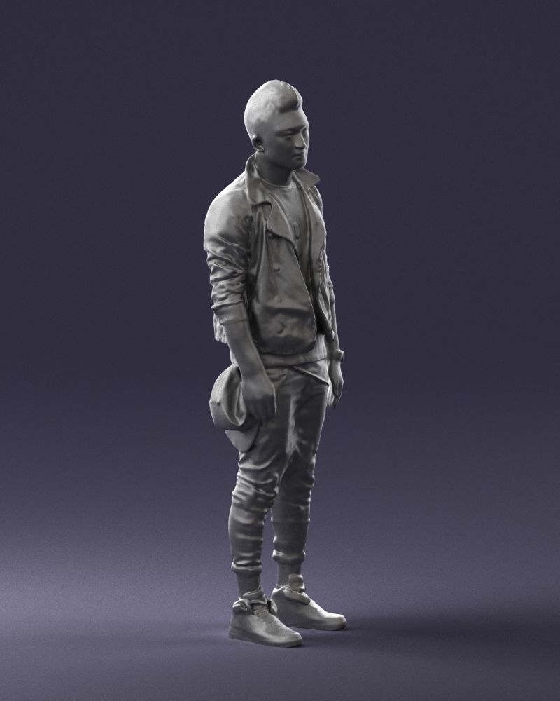 Stylish Asian man in black 0205 3D Print Ready 3D print model_10