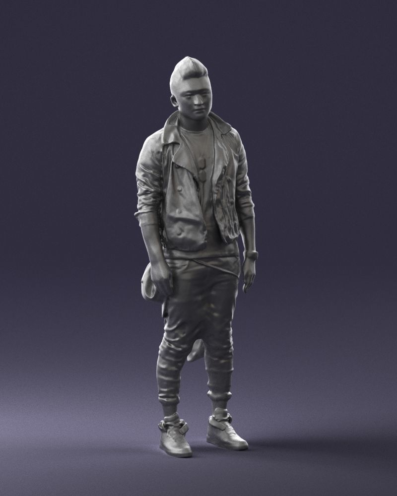 Stylish Asian man in black 0205 3D Print Ready 3D print model_7