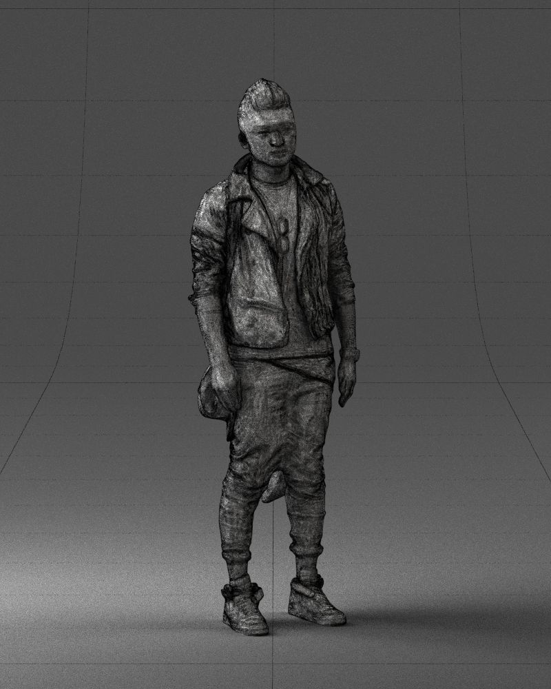 Stylish Asian man in black 0205 3D Print Ready 3D print model_8