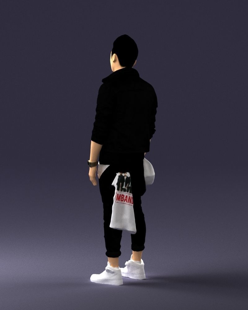 Stylish Asian man in black 0205 3D Print Ready 3D print model_21