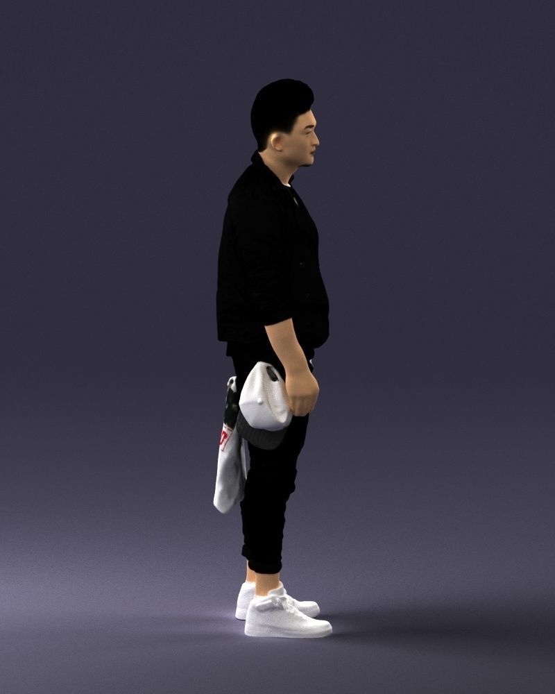 Stylish Asian man in black 0205 3D Print Ready 3D print model_12