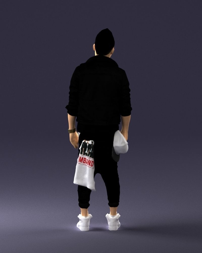 Stylish Asian man in black 0205 3D Print Ready 3D print model_18