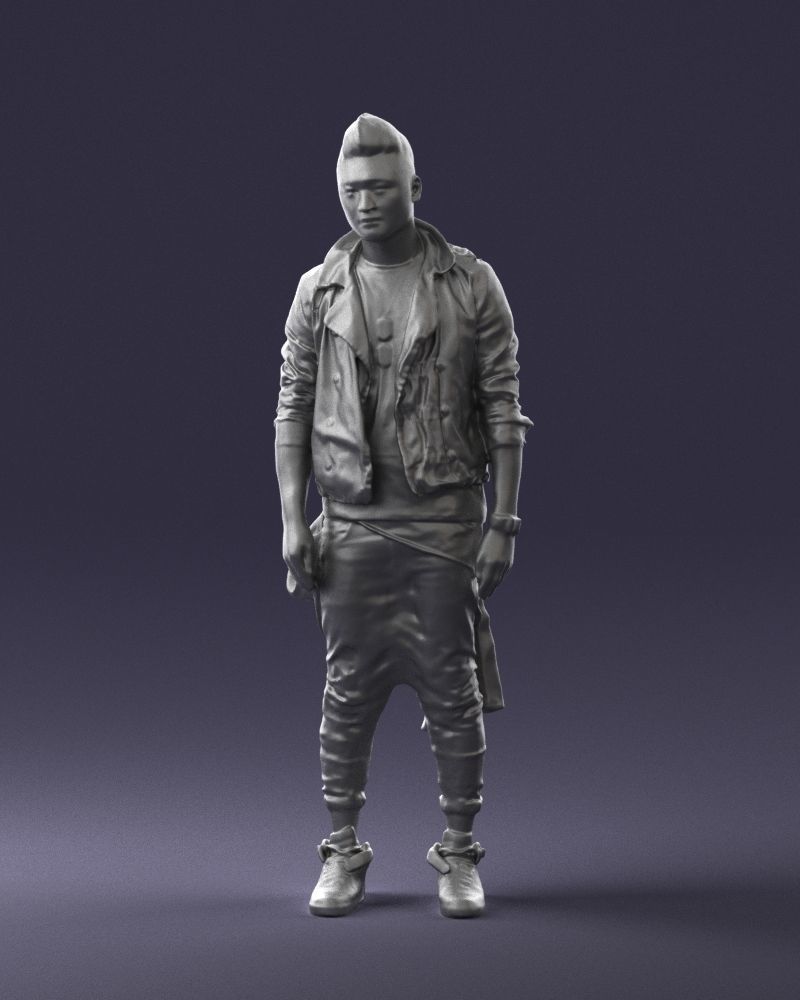 Stylish Asian man in black 0205 3D Print Ready 3D print model_36