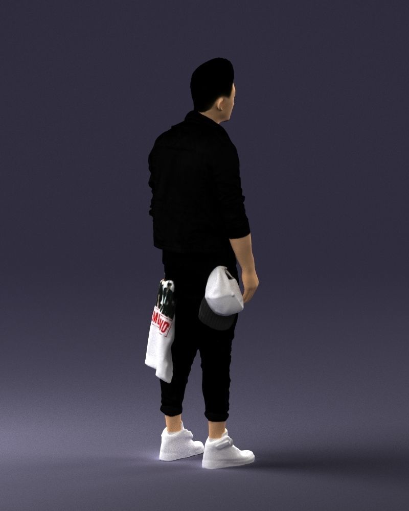 Stylish Asian man in black 0205 3D Print Ready 3D print model_15