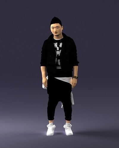 Stylish Asian man in black 0205 3D Print Ready 3D print model
