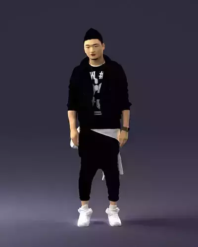 Stylish Asian man in black 0205 3D Print Ready