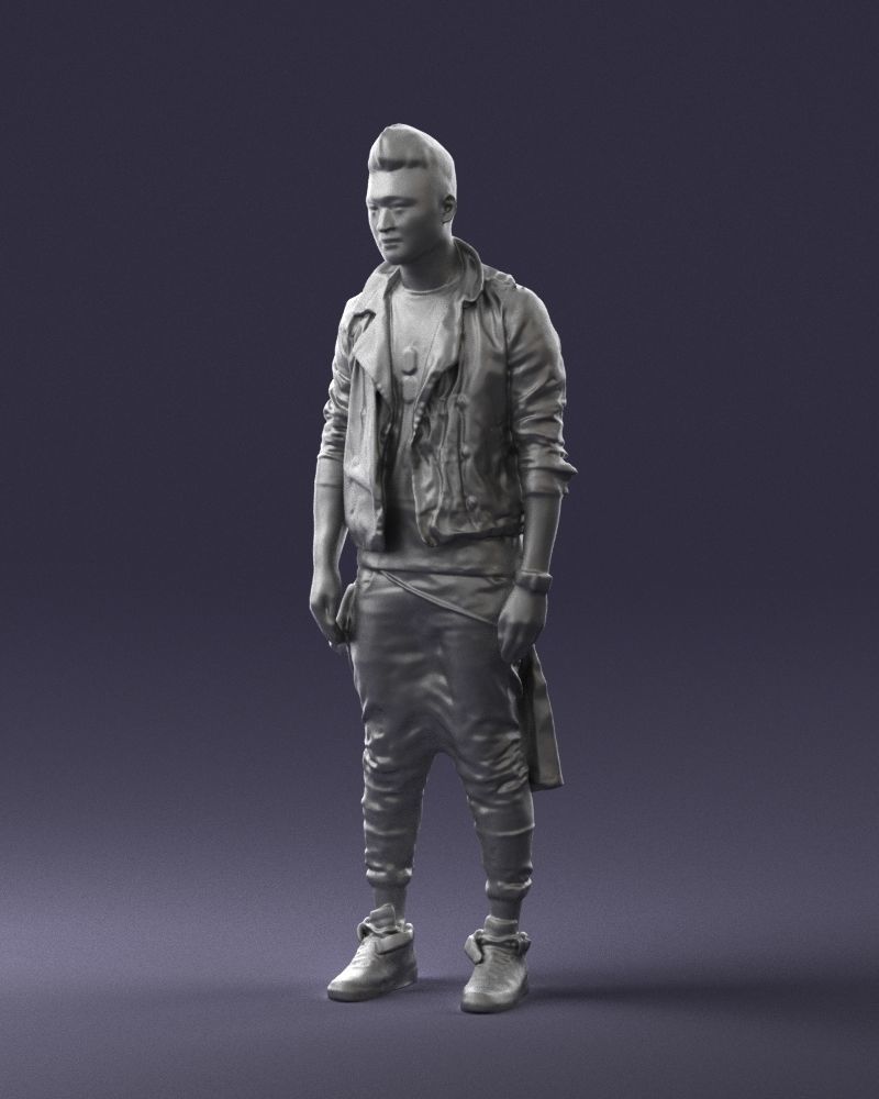Stylish Asian man in black 0205 3D Print Ready 3D print model_33