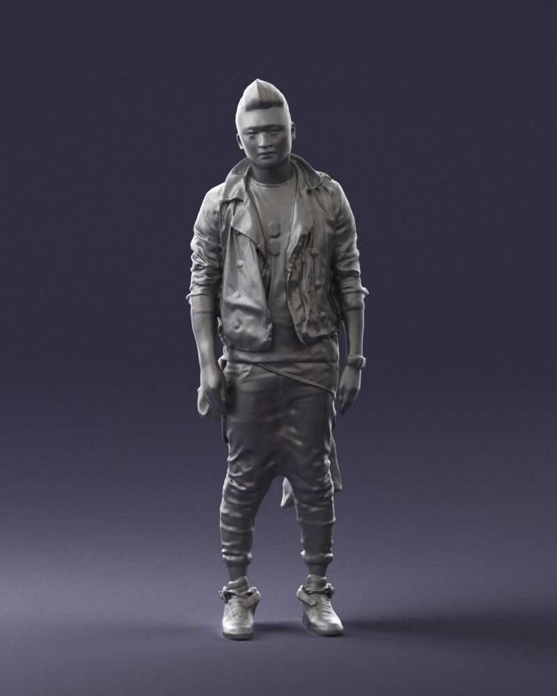 Stylish Asian man in black 0205 3D Print Ready 3D print model_4