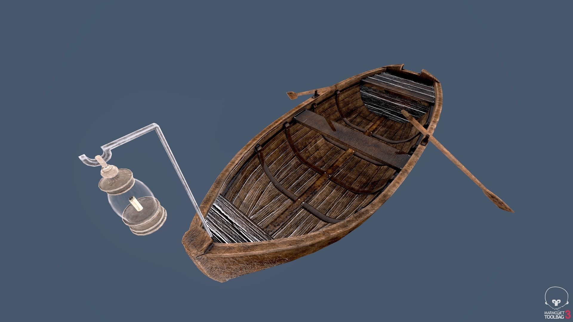 Old boat for game Low-poly 3D model_4