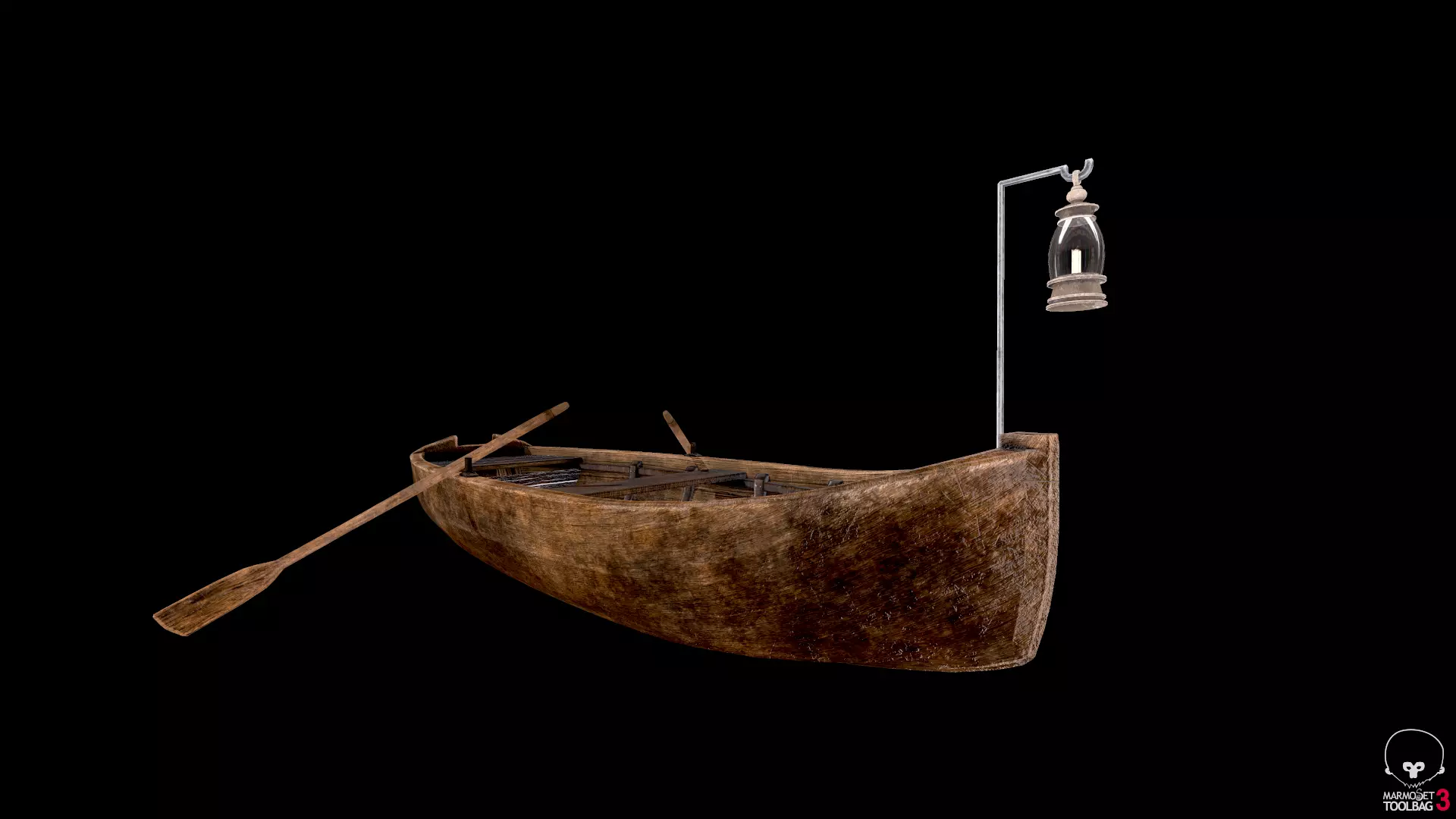 Old boat for game Low-poly 3D model_0
