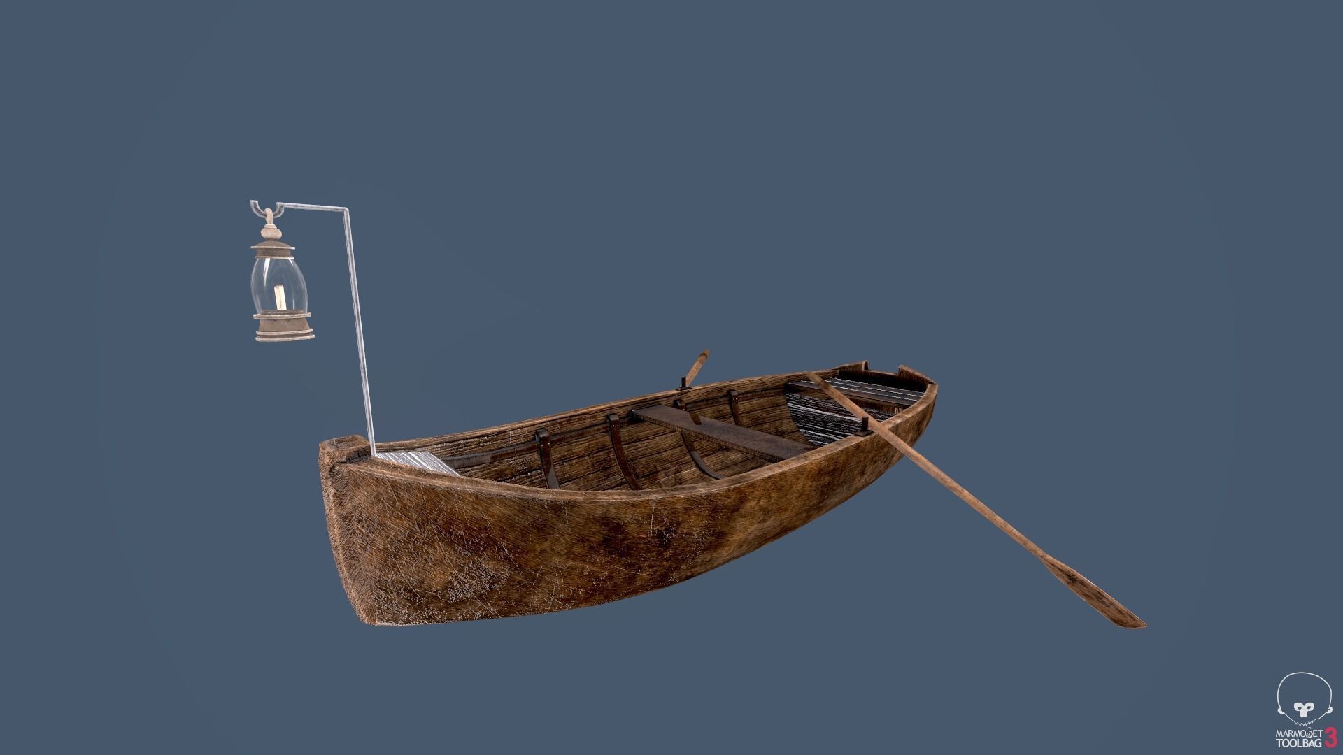 Old boat for game Low-poly 3D model_2