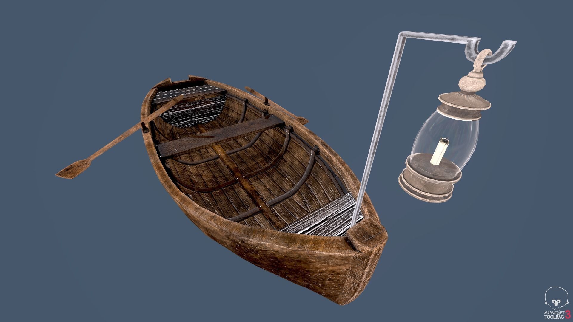 Old boat for game Low-poly 3D model_3