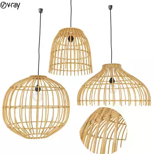 Rattan Lamp Set 2
