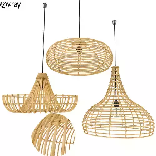 Rattan Lamp Set 3