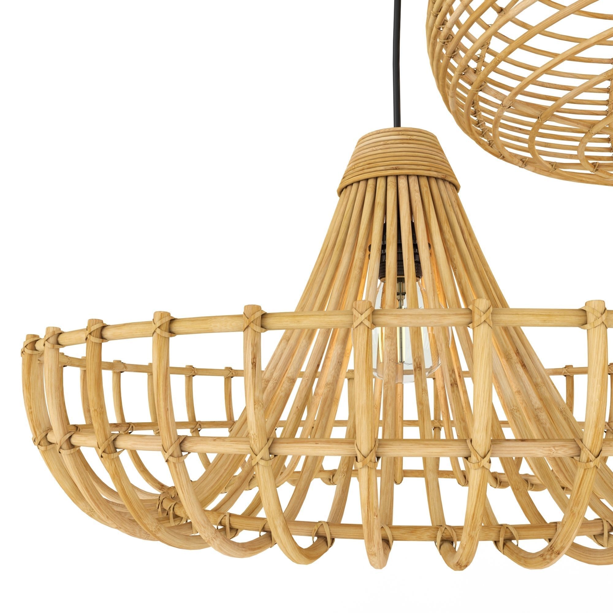 Rattan Lamp Set 3 3D model_1